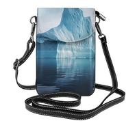 YYHWHJDE Petit sac à main pour téléphone portable 19,3 x 12,4 cm avec motif Icebergs - Étui à rabat en cuir pour femme, parfait pour la marche, le camping