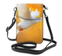 YYHWHJDE Petit sac à main pour téléphone portable 19,3 x 12,4 cm avec motif pigeon blanc volant en cuir pour femme, parfait pour la marche, le camping