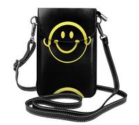 YYHWHJDE Petit sac à main pour téléphone portable 19,3 x 12,4 cm avec motif souriant vers l'avenir - Étui à rabat en cuir pour femme, parfait pour la marche, le camping