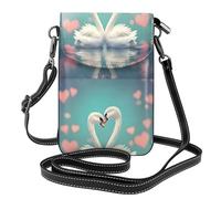 YYHWHJDE Petit sac à main pour téléphone portable 19,3 x 12,4 cm avec motif The Swan In Love Étui à rabat en cuir pour femme, parfait pour la marche, le camping