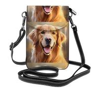 YYHWHJDE Petit sac à main pour téléphone portable 19,3 x 12,4 cm, joli motif chien golden retriever, étui à rabat en cuir pour femme, parfait pour la marche, le camping