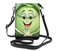 YYHWHJDE Petit sac à main pour téléphone portable 19,3 x 12,4 cm, joli motif de chou rond, étui à rabat en cuir pour femme, parfait pour la marche, le camping, noir