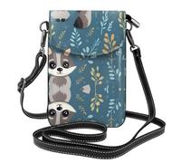 YYHWHJDE Petit sac à main pour téléphone portable 19,3 x 12,4 cm, joli motif raton laveur, étui à rabat en cuir pour femme, parfait pour la marche, le camping, noir
