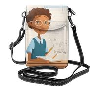 YYHWHJDE Petit sac à main pour téléphone portable 19,3 x 12,4 cm, leçon de mathématiques, motif mot, étui à rabat en cuir pour femme, parfait pour la marche, le camping, noir