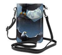 YYHWHJDE Petit sac à main pour téléphone portable 19,3 x 12,4 cm Motif aigle sous les étoiles Étui à rabat en cuir pour femme, parfait pour la marche, le camping