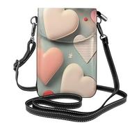 YYHWHJDE Petit sac à main pour téléphone portable 19,3 x 12,4 cm, motif amour, étui à rabat en cuir pour femme, parfait pour la marche, le camping