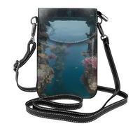 YYHWHJDE Petit sac à main pour téléphone portable 19,3 x 12,4 cm, motif architecture sous-marine, étui à rabat en cuir pour femme, parfait pour la marche, le camping