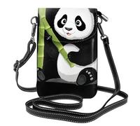 YYHWHJDE Petit sac à main pour téléphone portable 19,3 x 12,4 cm, motif bébé panda mangeant du bambou, étui à rabat en cuir pour femme, parfait pour la marche, le camping