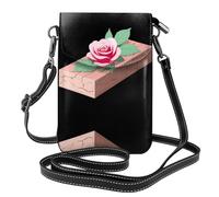 YYHWHJDE Petit sac à main pour téléphone portable 19,3 x 12,4 cm, motif brique rose éternelle, étui à rabat en cuir pour femme, parfait pour la marche, le camping