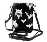 YYHWHJDE Petit sac à main pour téléphone portable, 19,3 x 12,4 cm, motif chauve-souris à tête de loup, étui à rabat en cuir pour femme, parfait pour la marche, le camping