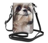 YYHWHJDE Petit sac à main pour téléphone portable 19,3 x 12,4 cm, motif chien Shih Tzu pour femme, parfait pour la marche, le camping, noir