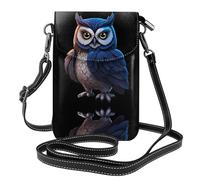 YYHWHJDE Petit sac à main pour téléphone portable 19,3 x 12,4 cm, motif chouette qui ne dort jamais, étui à rabat en cuir pour femme, parfait pour la marche, le camping