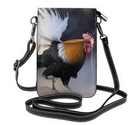 YYHWHJDE Petit sac à main pour téléphone portable 19,3 x 12,4 cm Motif deux poules combattantes Étui à rabat en cuir pour femme, parfait pour la marche, le camping