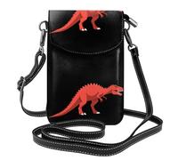 YYHWHJDE Petit sac à main pour téléphone portable 19,3 x 12,4 cm, motif dinosaure vicieux rouge, étui à rabat en cuir pour femme, parfait pour la marche, le camping