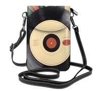 YYHWHJDE Petit sac à main pour téléphone portable 19,3 x 12,4 cm, motif disque vinyle vintage pour femme, parfait pour la marche, le camping, noir