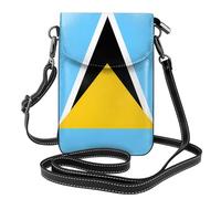 YYHWHJDE Petit sac à main pour téléphone portable 19,3 x 12,4 cm Motif drapeau de Sainte-Lucie Étui à rabat en cuir pour femme, parfait pour la marche, le camping