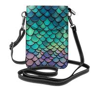 YYHWHJDE Petit sac à main pour téléphone portable 19,3 x 12,4 cm, motif écailles de sirène, étui à rabat en cuir pour femme, parfait pour la marche, le camping