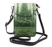 YYHWHJDE Petit sac à main pour téléphone portable 19,3 x 12,4 cm Motif épave de bateau dans le fond Étui à rabat en cuir pour femme, parfait pour la marche, le camping