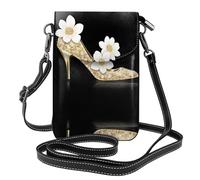 YYHWHJDE Petit sac à main pour téléphone portable 19,3 x 12,4 cm Motif Histoire des fleurs et talons hauts Étui à rabat en cuir pour femme, parfait pour la marche, le camping