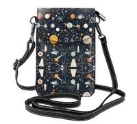 YYHWHJDE Petit sac à main pour téléphone portable 19,3 x 12,4 cm, motif imprimé physique, étui à rabat en cuir pour femme, parfait pour la marche, le camping, noir