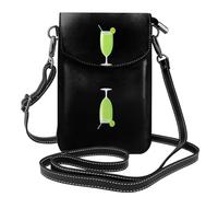 YYHWHJDE Petit sac à main pour téléphone portable 19,3 x 12,4 cm, motif jus de kiwi doux et aigre, étui à rabat en cuir pour femme, parfait pour la marche, le camping, noir