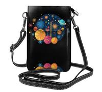 YYHWHJDE Petit sac à main pour téléphone portable 19,3 x 12,4 cm, motif La beauté du ciel étoilé, étui à rabat en cuir pour femme, parfait pour la marche, le camping, noir