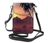 YYHWHJDE Petit sac à main pour téléphone portable 19,3 x 12,4 cm, motif Lake at Sunset Picture Étui à rabat en cuir pour femme, parfait pour la marche, le camping