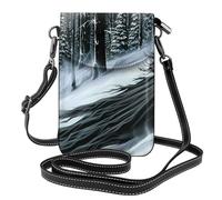 YYHWHJDE Petit sac à main pour téléphone portable 19,3 x 12,4 cm - Motif loup noir étrange - Étui à rabat en cuir pour femme, parfait pour la marche, le camping