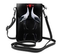 YYHWHJDE Petit sac à main pour téléphone portable 19,3 x 12,4 cm Motif mille grues tenant des cœurs rouges Étui à rabat en cuir pour femme, parfait pour la marche, le camping