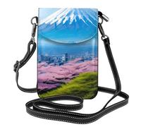 YYHWHJDE Petit sac à main pour téléphone portable 19,3 x 12,4 cm, motif Mont Fuji au début du printemps, étui à rabat en cuir pour femme, parfait pour la marche, le camping