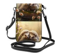 YYHWHJDE Petit sac à main pour téléphone portable 19,3 x 12,4 cm Motif nature charmant amoureux de hérisson Étui à rabat en cuir pour femme, parfait pour la marche, le camping