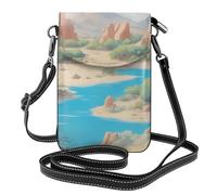 YYHWHJDE Petit sac à main pour téléphone portable 19,3 x 12,4 cm, motif Oasis in the Desert, étui à rabat en cuir pour femme, parfait pour la marche, le camping