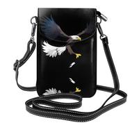 YYHWHJDE Petit sac à main pour téléphone portable 19,3 x 12,4 cm, motif ombre de l'aigle, étui à rabat en cuir pour femme, parfait pour la marche, le camping, noir