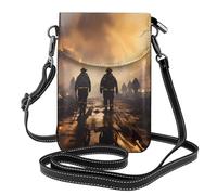 YYHWHJDE Petit sac à main pour téléphone portable 19,3 x 12,4 cm, motif pompiers, lutte contre les incendies, étui à rabat en cuir pour femme, parfait pour la marche, le camping, noir