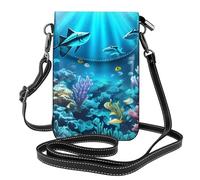 YYHWHJDE Petit sac à main pour téléphone portable 19,3 x 12,4 cm, motif rayons de corail sous-marin, étui à rabat en cuir pour femme, parfait pour la marche, le camping