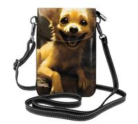 YYHWHJDE Petit sac à main pour téléphone portable, 19,3 x 12,4 cm, motif renard et grosses oreilles, étui à rabat en cuir pour femme, parfait pour la marche, le camping