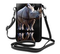 YYHWHJDE Petit sac à main pour téléphone portable 19,3 x 12,4 cm, motif rhinocéros The Huge Rhino Étui à rabat en cuir pour femme, parfait pour la marche, le camping