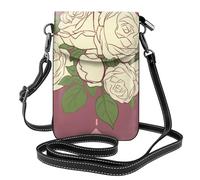 YYHWHJDE Petit sac à main pour téléphone portable 19,3 x 12,4 cm, motif rose d'amour blanche, étui à rabat en cuir pour femme, parfait pour la marche, le camping