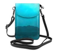 YYHWHJDE Petit sac à main pour téléphone portable 19,3 x 12,4 cm, motif saule sur le front de mer, étui à rabat en cuir pour femme, parfait pour la marche, le camping, noir