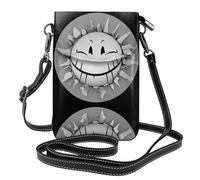 YYHWHJDE Petit sac à main pour téléphone portable 19,3 x 12,4 cm, motif sourire de la fin du monde, étui à rabat en cuir pour femme, parfait pour la marche, le camping, noir