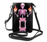 YYHWHJDE Petit sac à main pour téléphone portable 19,3 x 12,4 cm Motif squelette qui contrôle le désir Étui à rabat en cuir pour femme, parfait pour la marche, le camping