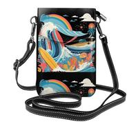 YYHWHJDE Petit sac à main pour téléphone portable 19,3 x 12,4 cm, motif surf d'été, étui à rabat en cuir pour femme, parfait pour la marche, le camping