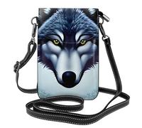 YYHWHJDE Petit sac à main pour téléphone portable 19,3 x 12,4 cm, motif tête de loup féroce, étui à rabat en cuir pour femme, parfait pour la marche, le camping