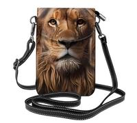 YYHWHJDE Petit sac à main pour téléphone portable 19,3 x 12,4 cm, motif The Lion'S Gaze Picture Étui à rabat en cuir pour femme, parfait pour la marche, le camping