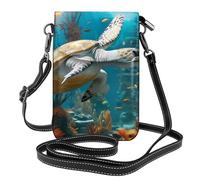 YYHWHJDE Petit sac à main pour téléphone portable, 19,3 x 12,4 cm, motif tortue dans un coin rocheux, étui à rabat en cuir pour femme, parfait pour la marche, le camping