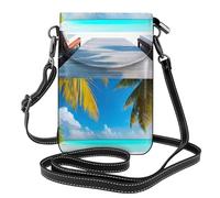 YYHWHJDE Petit sac à main pour téléphone portable 19,3 x 12,4 cm, motif vacances aux Maldives, étui à rabat en cuir pour femme, parfait pour la marche, le camping