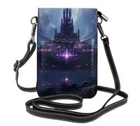 YYHWHJDE Petit sac à main pour téléphone portable 19,3 x 12,4 cm Motif vaisseau spatial dans la vallée Étui à rabat en cuir pour femme, parfait pour la marche, le camping
