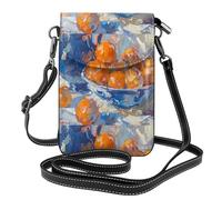 YYHWHJDE Petit sac à main pour téléphone portable 19,3 x 12,4 cm, peinture à l'huile, plaque de fruits, étui à rabat en cuir pour femme, parfait pour la marche, le camping