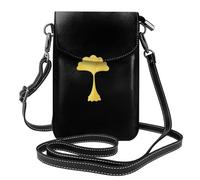 YYHWHJDE Petit sac à main pour téléphone portable 19,3 x 12,4 cm, petit éventail avec motif feuille de ginkgo, étui à rabat en cuir pour femme, parfait pour la marche, le camping