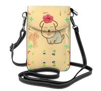 YYHWHJDE Petit sac à main pour téléphone portable 19,3 x 12,4 cm, petite fleur avec joli motif chien, étui à rabat en cuir pour femme, parfait pour la marche, le camping